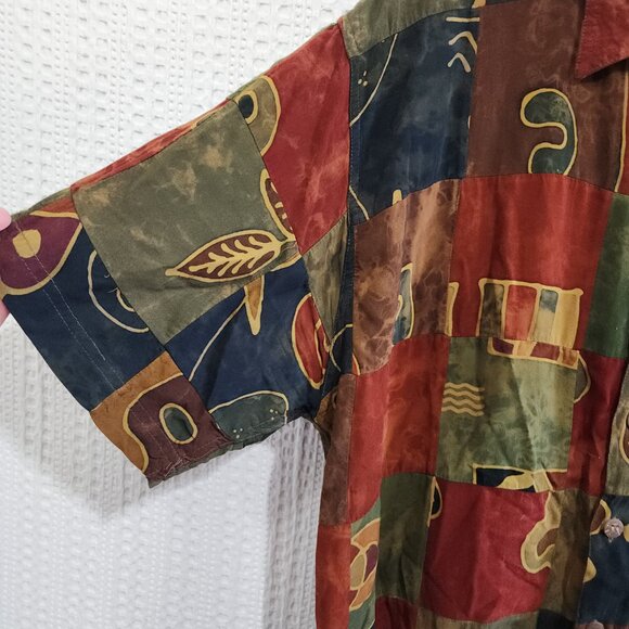 The Territory Ahead Vintage Abstract Earthtone Colors Button Down Shirt Large - Picture 4 of 12